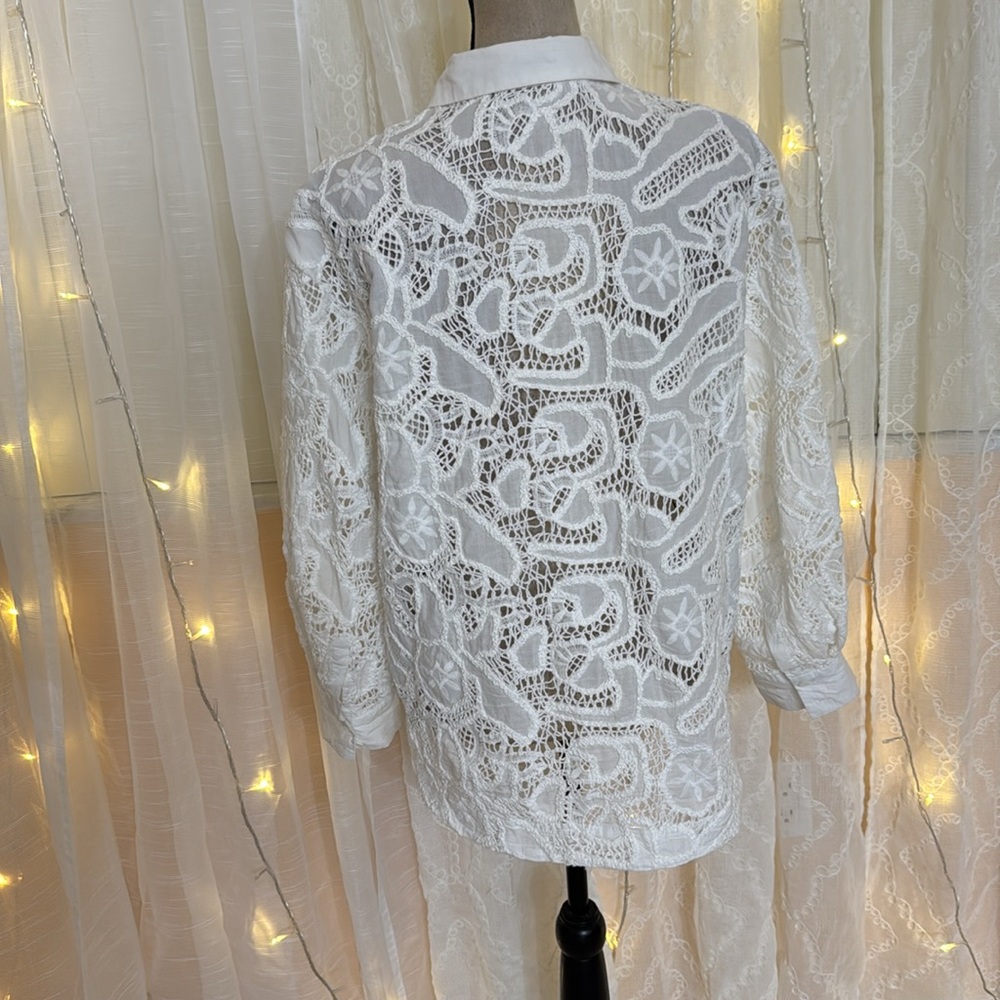 MNG White Lace Detail Blouse - Picture 6 of 8
